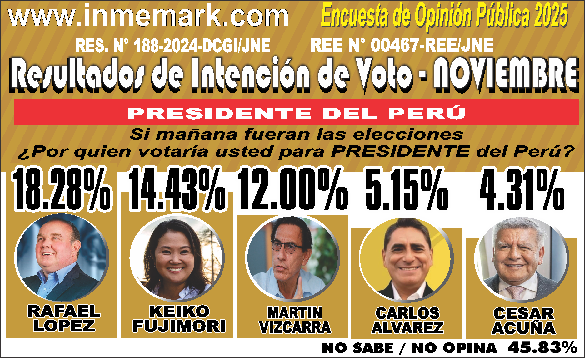 INTENCIÓN DE VOTO PARA PRESIDENTE DEL PERÚ - NOVIEMBRE