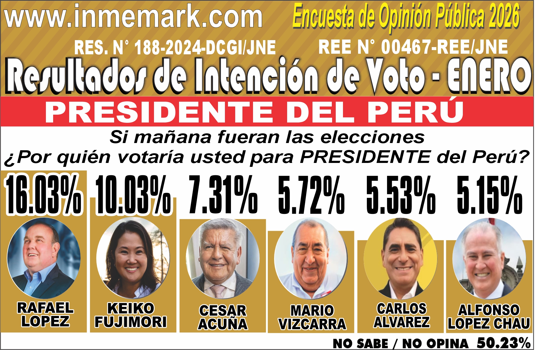 INTENCIÓN DE VOTO PARA PRESIDENTE - ENERO